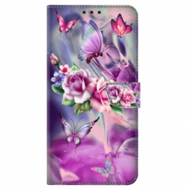 Leren Hoesje voor iPhone 15 Pro Mooie Bloemen