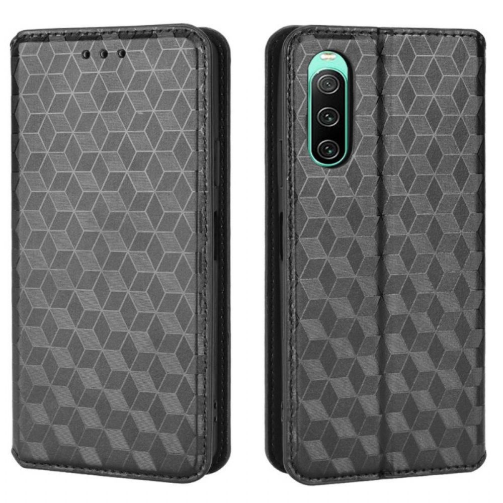 Bescherming Hoesje voor Sony Xperia 10 IV Folio-hoesje 3d-kubussen