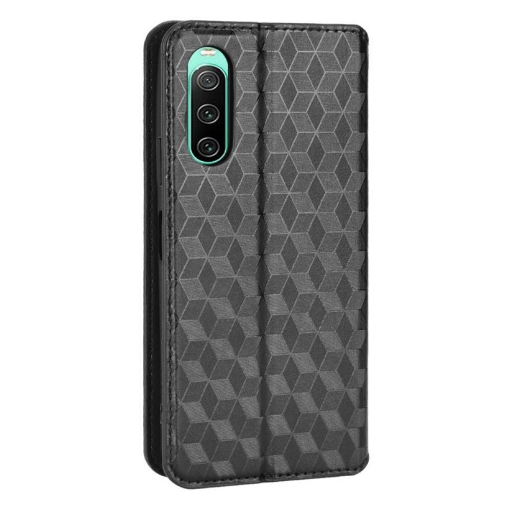 Bescherming Hoesje voor Sony Xperia 10 IV Folio-hoesje 3d-kubussen