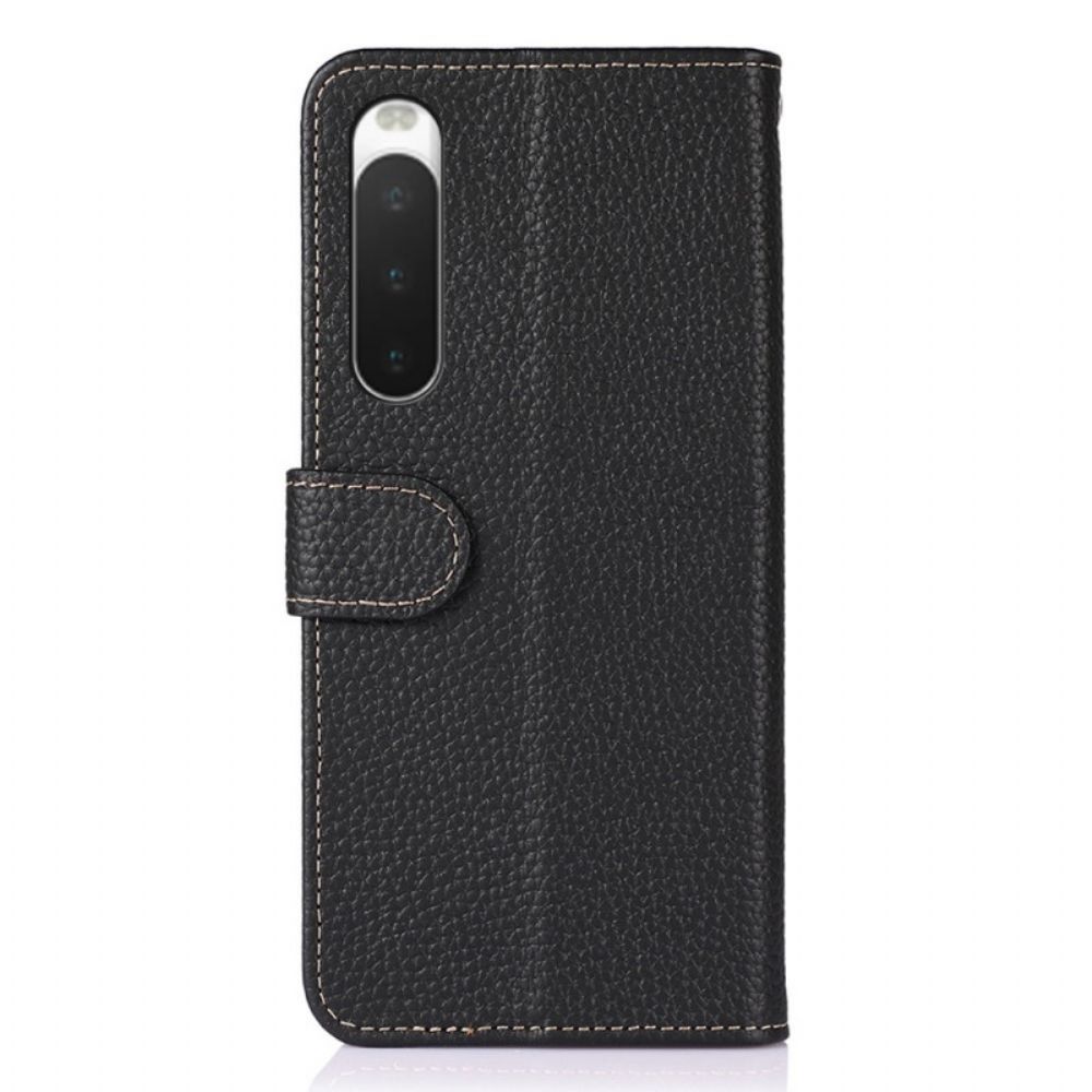 Flip Case voor Sony Xperia 10 IV Litchi Khazneh Leer