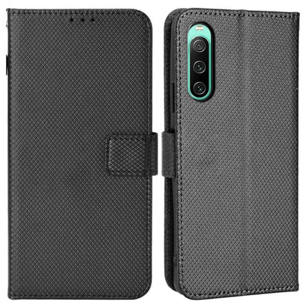 Flip Case voor Sony Xperia 10 IV Met Ketting Gestileerde Kunstleren Band