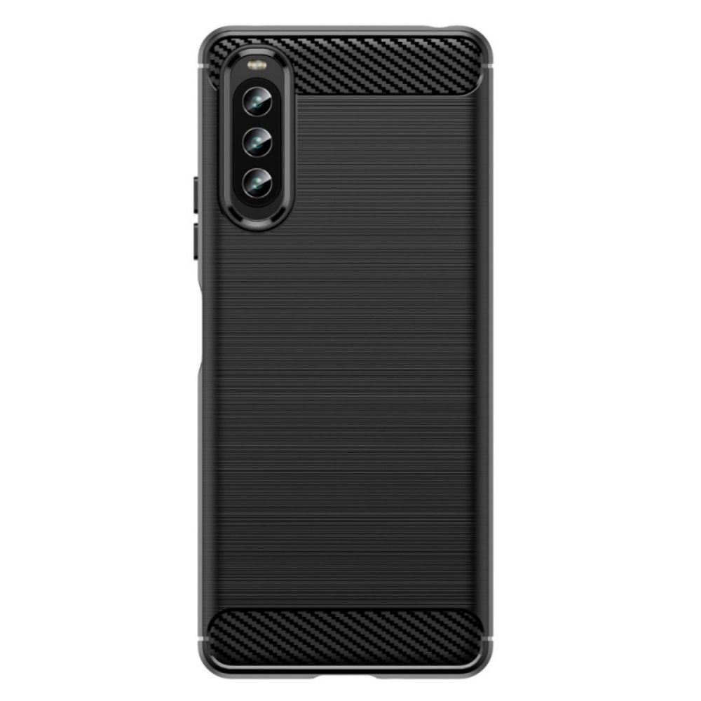 Hoesje voor Sony Xperia 10 IV Geborstelde Koolstofvezel