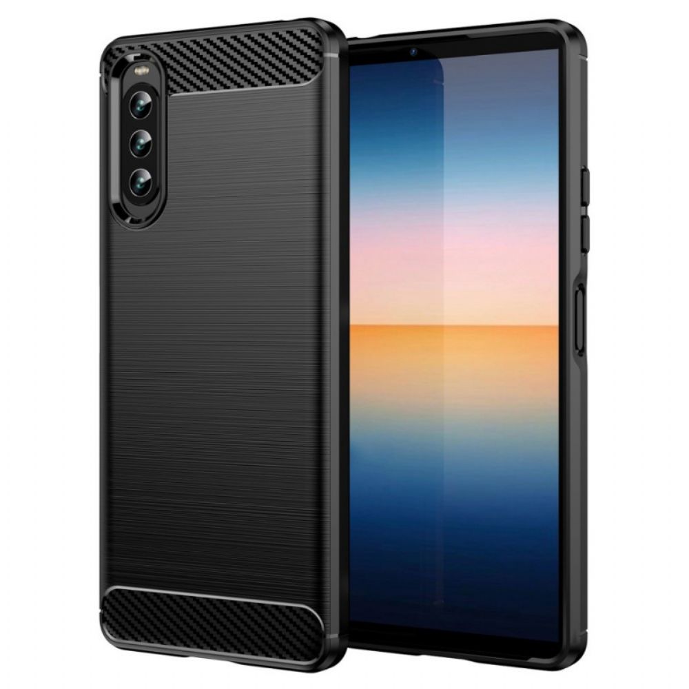 Hoesje voor Sony Xperia 10 IV Geborstelde Koolstofvezel