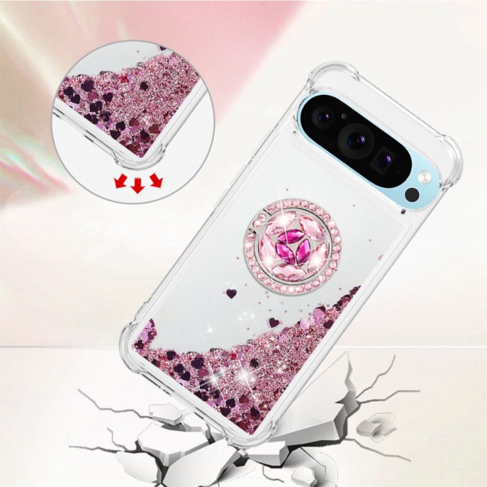 Case Hoesje Google Pixel 9 Pro Telefoonhoesje Glitterringsteun