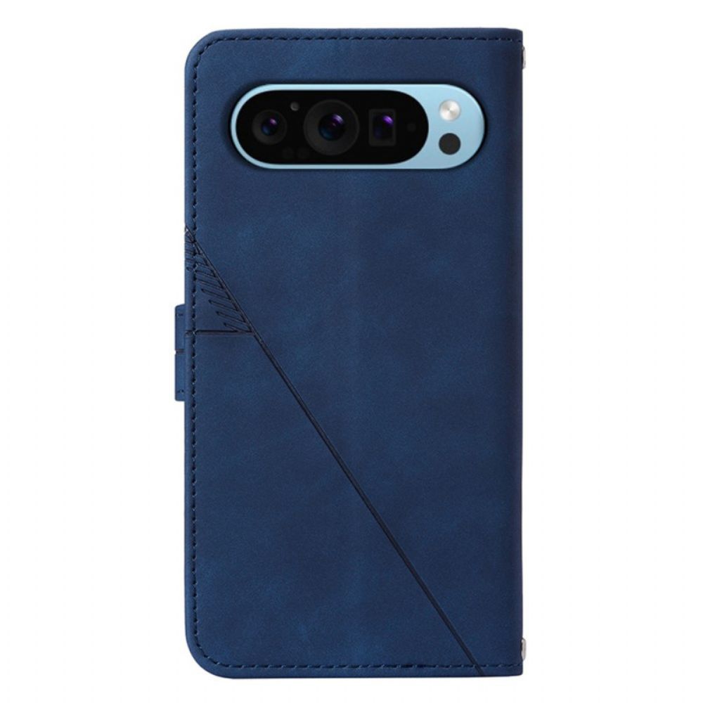 Flip Case Leren Google Pixel 9 Pro Riemdriehoeken