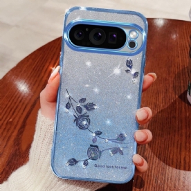 Hoesje Google Pixel 9 Pro Bloemen En Strasssteentjes Kadem