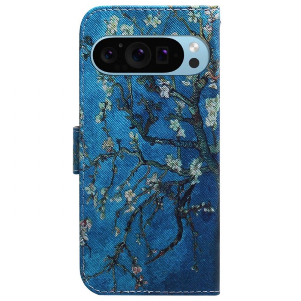 Leren Hoesje Google Pixel 9 Pro Bloemenabrikoos Bescherming Hoesje