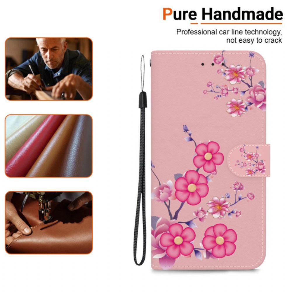 Leren Hoesje Google Pixel 9 Pro Sakura-band Bescherming Hoesje