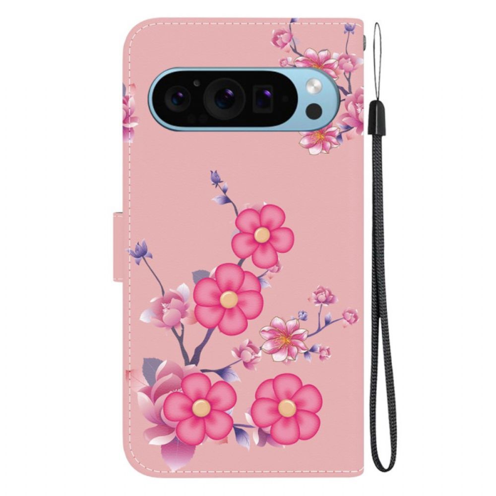 Leren Hoesje Google Pixel 9 Pro Sakura-band Bescherming Hoesje