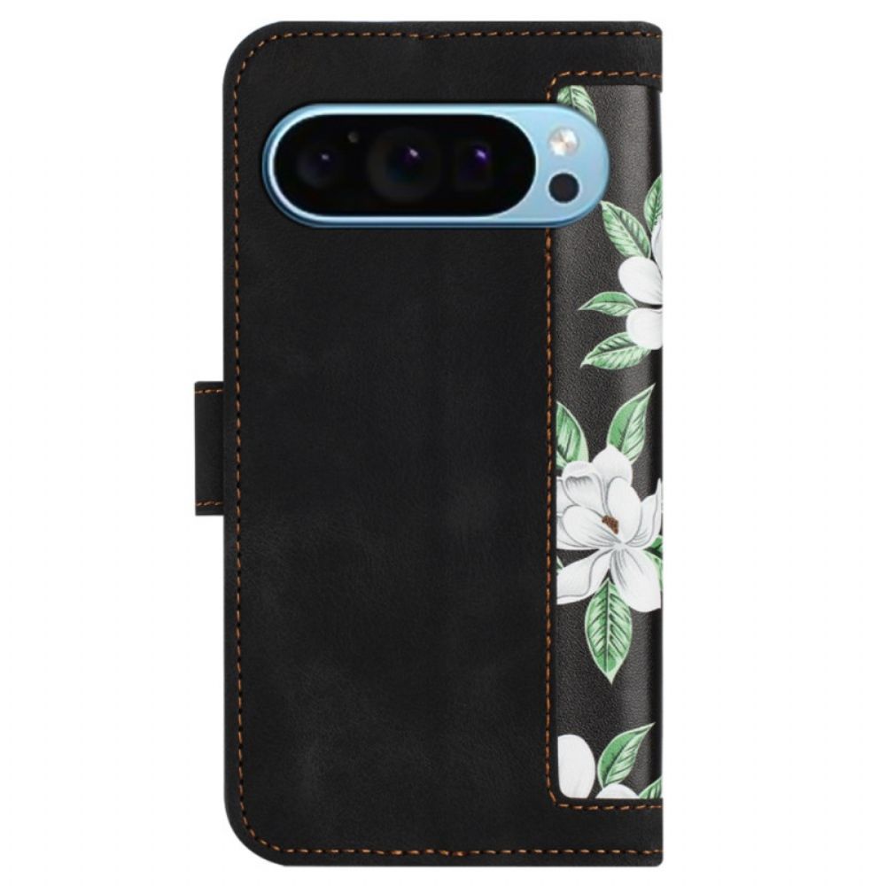 Leren Hoesje Voor Google Pixel 9 Pro Bloemenband