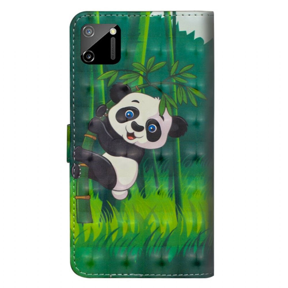 Flip Case voor Realme C11 Panda En Bamboe