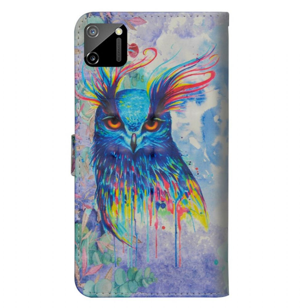 Leren Hoesje voor Realme C11 Aquarel Vogel