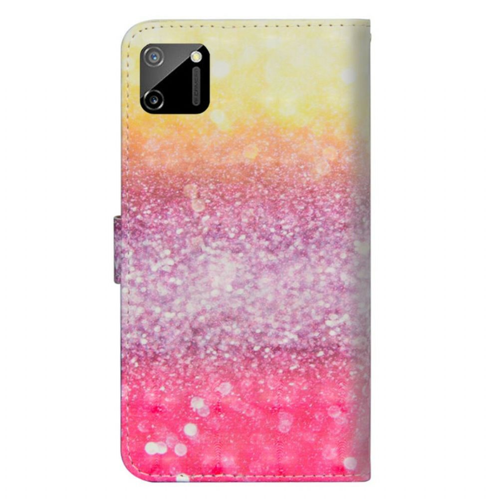 Leren Hoesje voor Realme C11 Magenta Glitterverloop