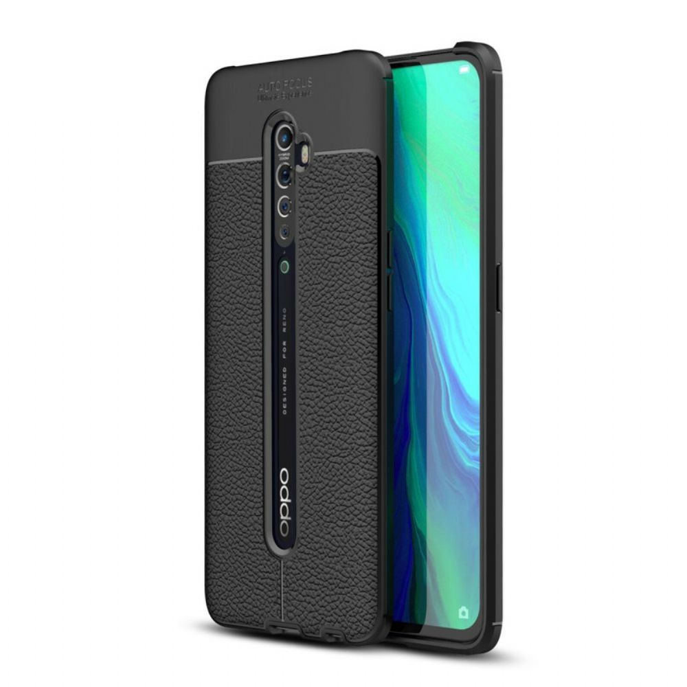 Hoesje voor Oppo Reno 2 Dubbele Lijn Litchi Leder Effect