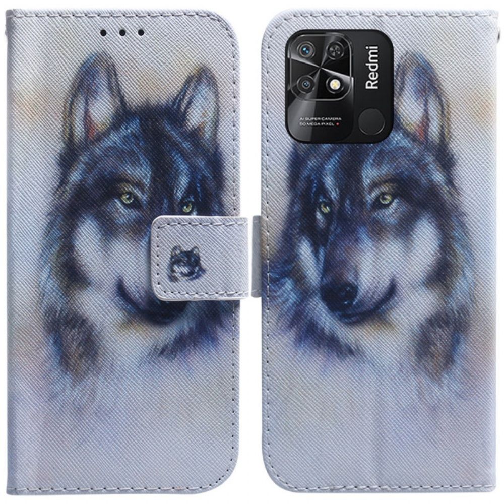 Flip Case voor Xiaomi Redmi 10C Aquarel Wolf