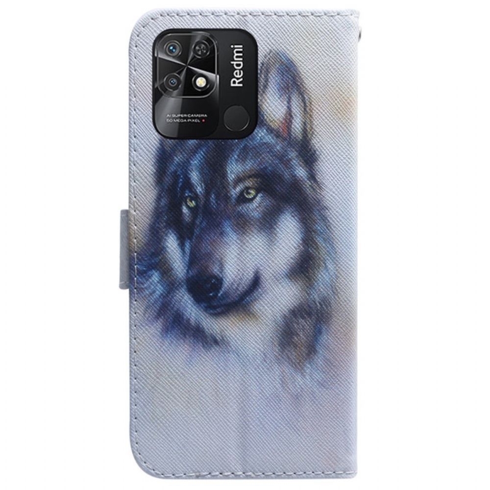 Flip Case voor Xiaomi Redmi 10C Aquarel Wolf