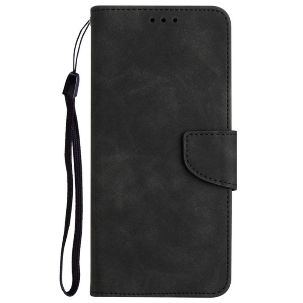 Flip Case voor Xiaomi Redmi 10C Effen Kleur Lanyard