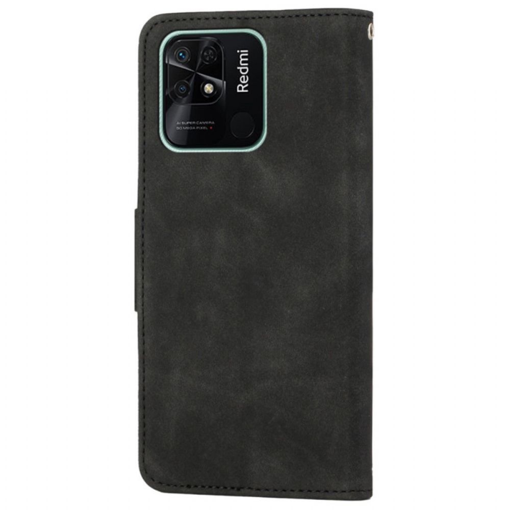 Flip Case voor Xiaomi Redmi 10C Effen Kleur Lanyard