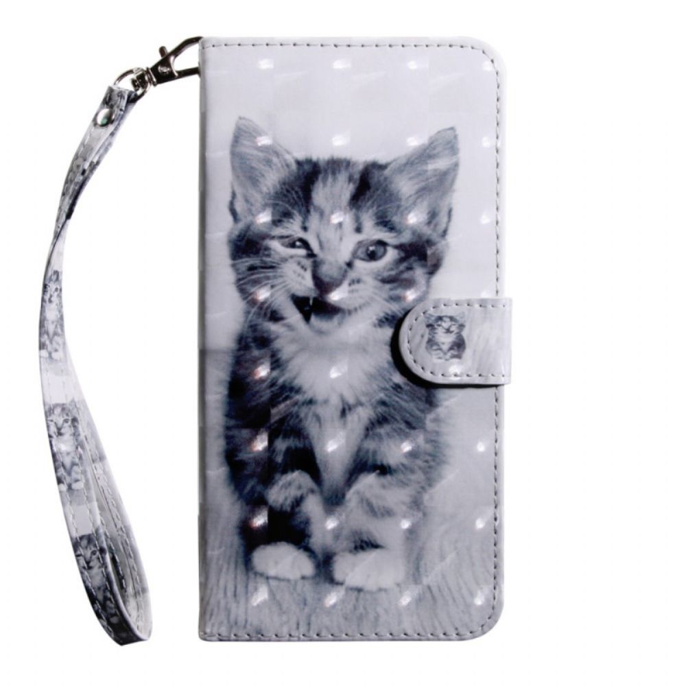 Flip Case voor Xiaomi Redmi 10C Met Ketting Thong Kitten