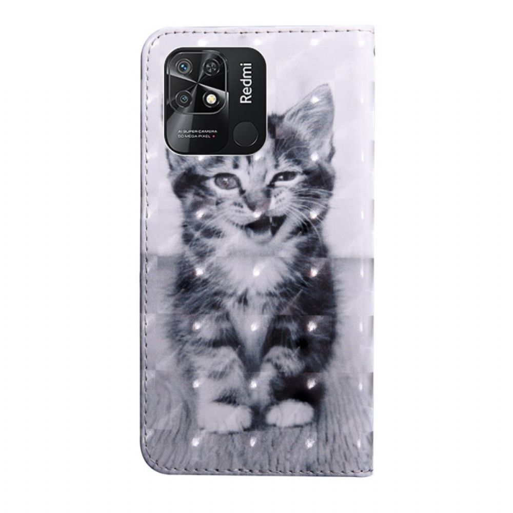 Flip Case voor Xiaomi Redmi 10C Met Ketting Thong Kitten