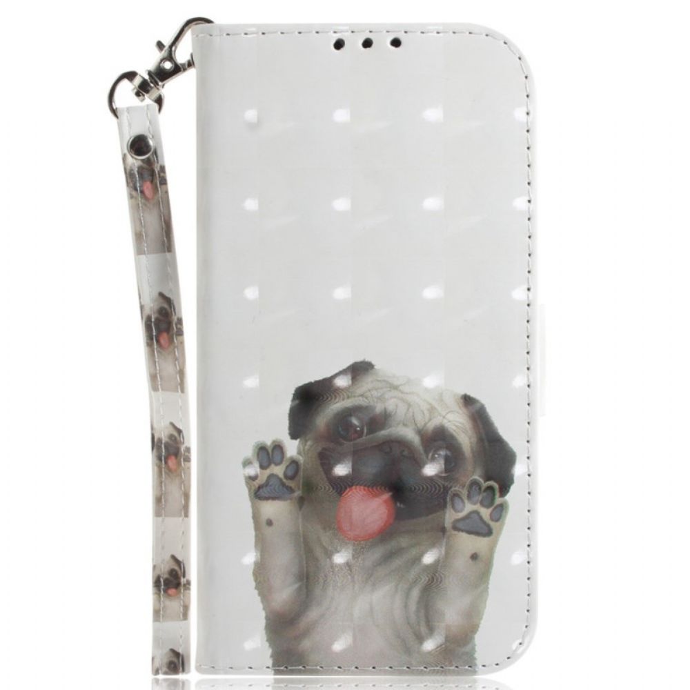 Flip Case voor Xiaomi Redmi 10C Met Ketting Thong Mopshond