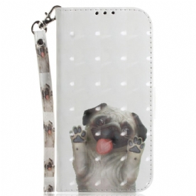 Flip Case voor Xiaomi Redmi 10C Met Ketting Thong Mopshond