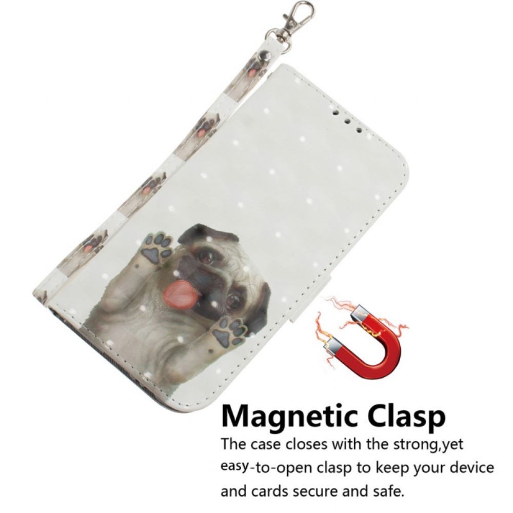 Flip Case voor Xiaomi Redmi 10C Met Ketting Thong Mopshond