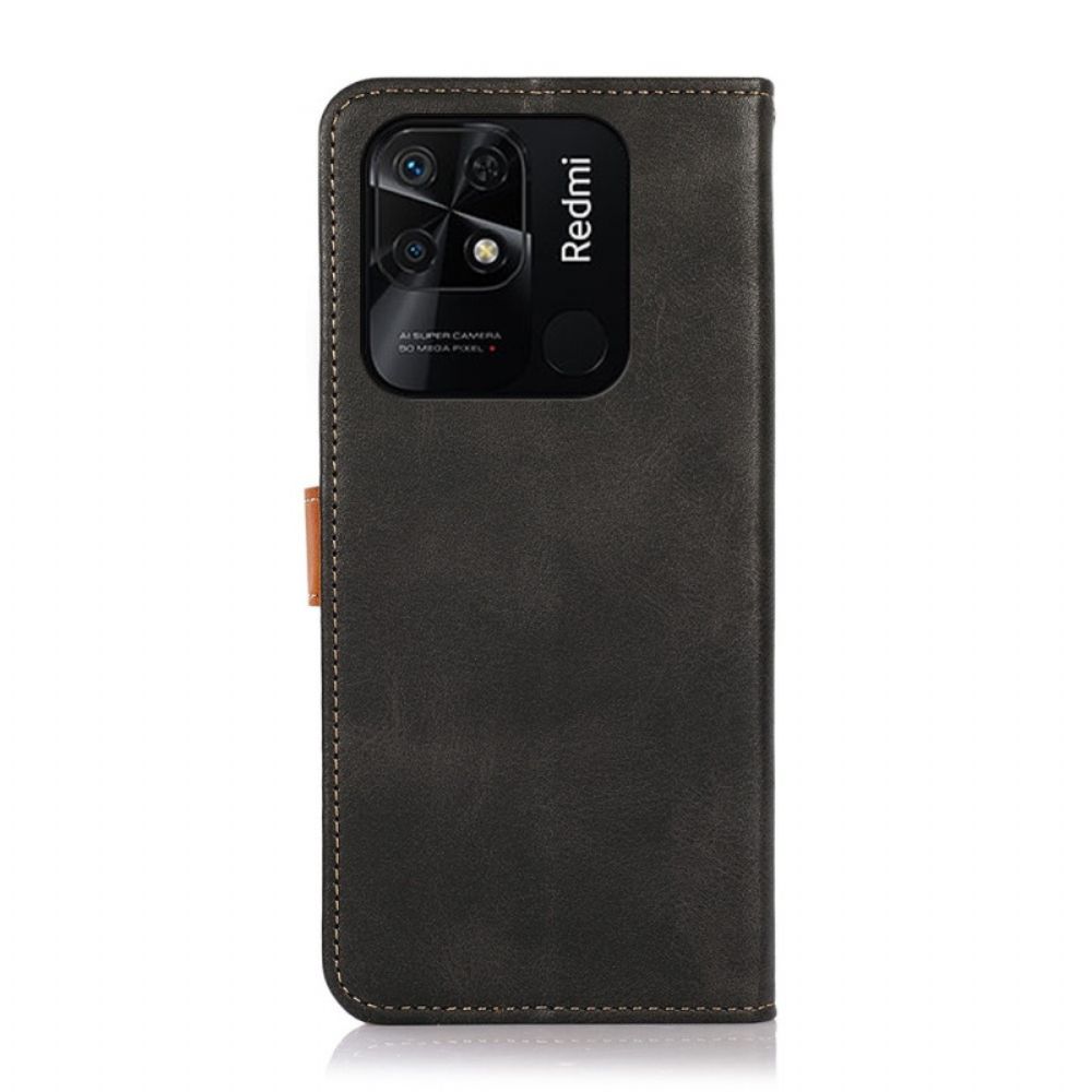 Flip Case voor Xiaomi Redmi 10C Tweekleurige Gouden Sluiting Khazneh