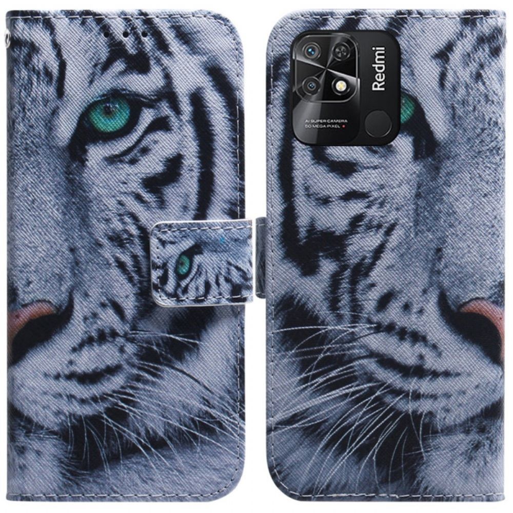 Flip Case voor Xiaomi Redmi 10C Witte Tijger