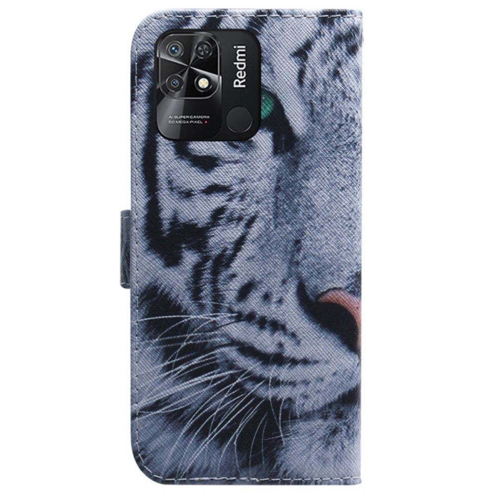 Flip Case voor Xiaomi Redmi 10C Witte Tijger