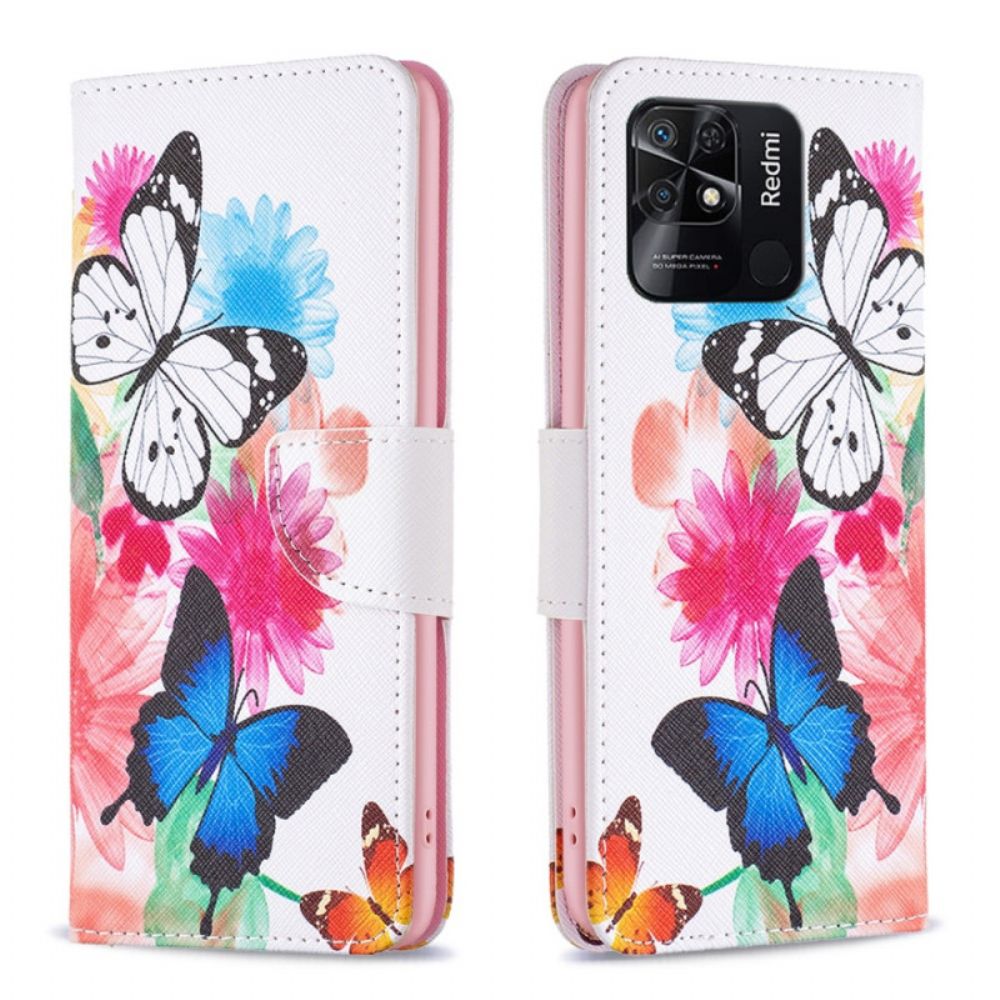 Folio-hoesje voor Xiaomi Redmi 10C Aquarel Vlinders