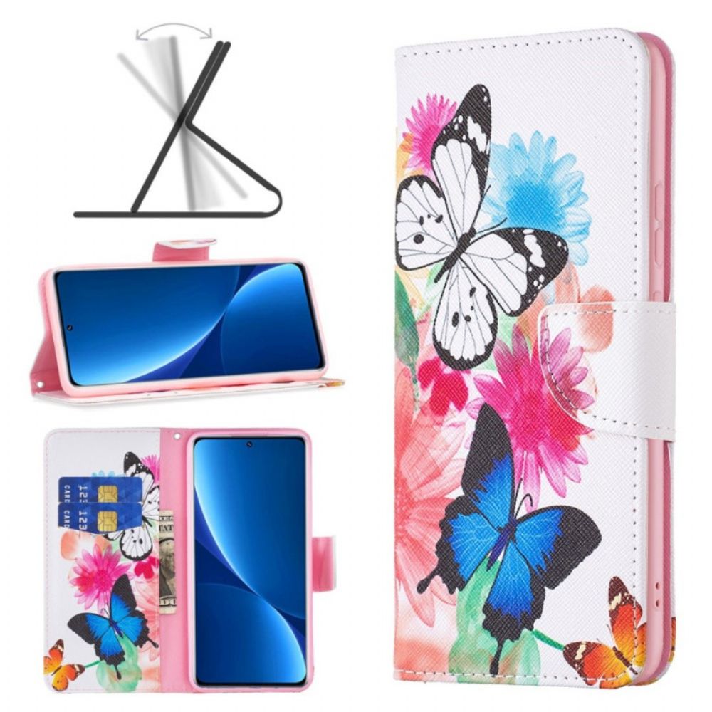 Folio-hoesje voor Xiaomi Redmi 10C Aquarel Vlinders