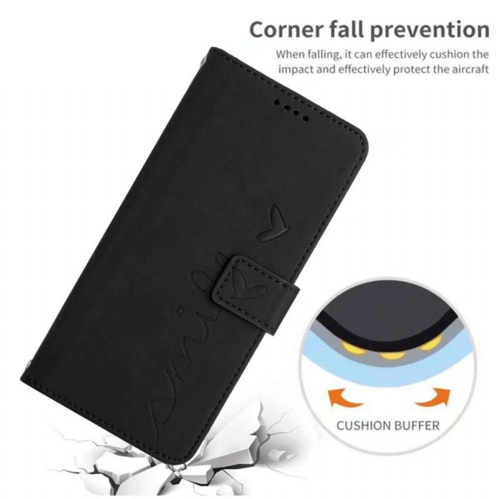 Folio-hoesje voor Xiaomi Redmi 10C Glimlach Met Lanyard