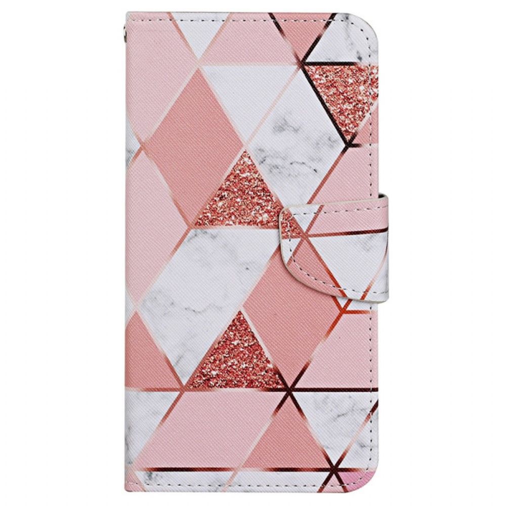 Folio-hoesje voor Xiaomi Redmi 10C Glitter Marmer Met Lanyard