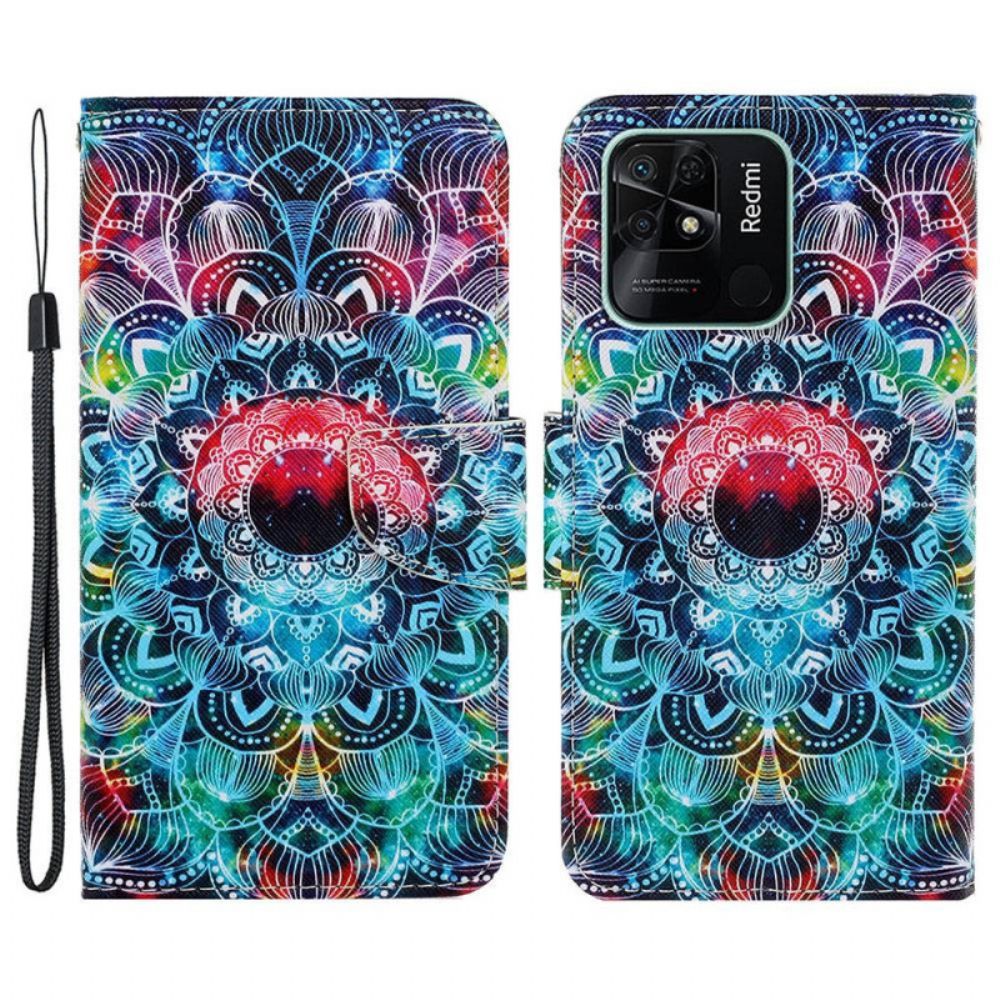 Folio-hoesje voor Xiaomi Redmi 10C Met Ketting Band Mandala