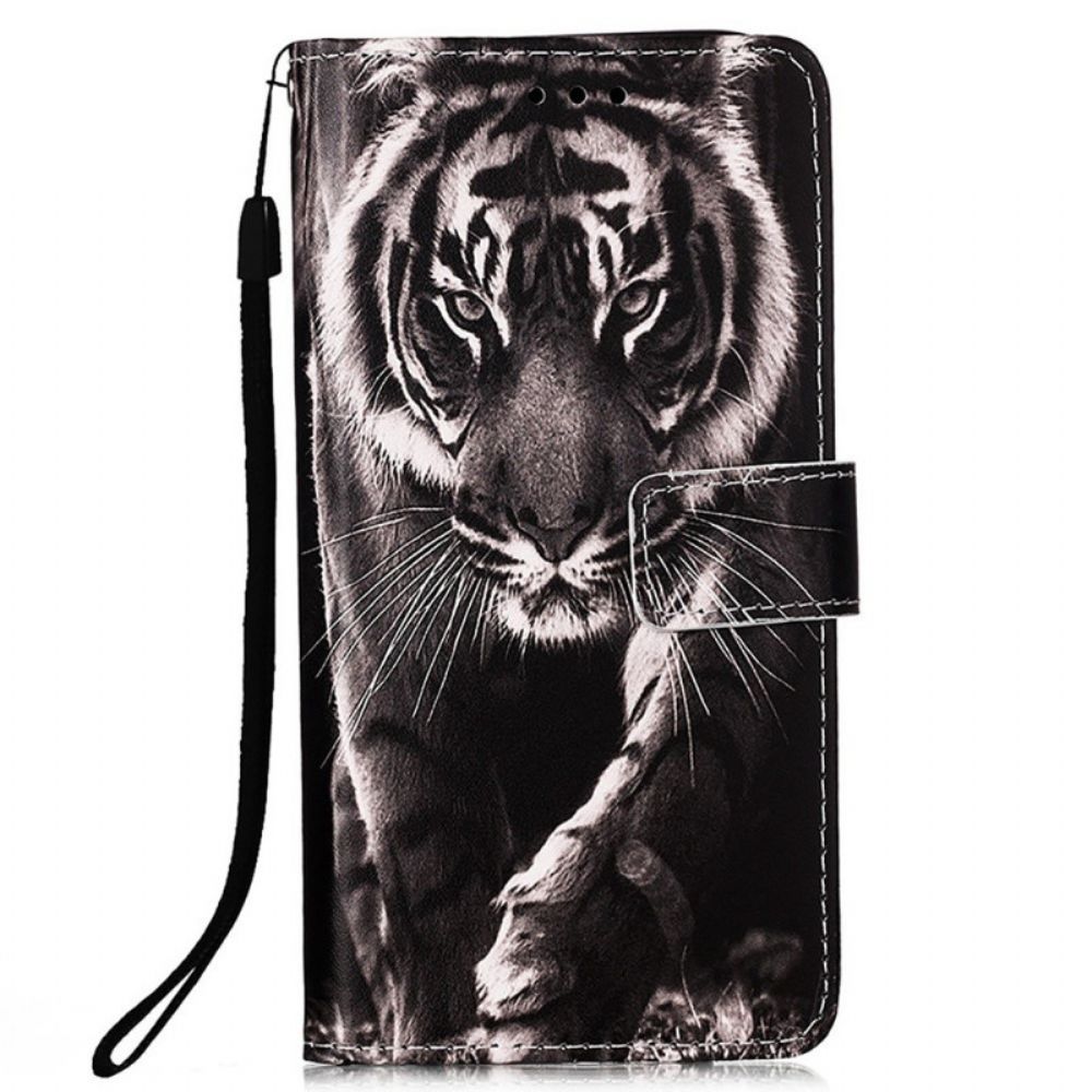 Folio-hoesje voor Xiaomi Redmi 10C Met Ketting Fantastische Tijger Met Bandjes