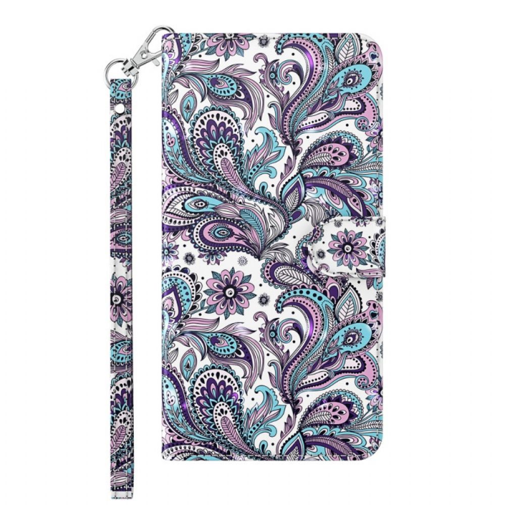 Folio-hoesje voor Xiaomi Redmi 10C Met Ketting Paisley Strappy