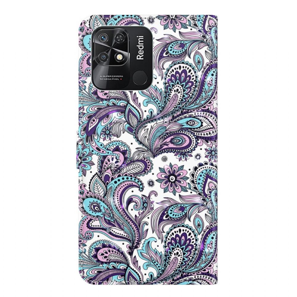 Folio-hoesje voor Xiaomi Redmi 10C Met Ketting Paisley Strappy