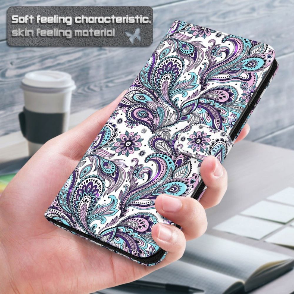 Folio-hoesje voor Xiaomi Redmi 10C Met Ketting Paisley Strappy