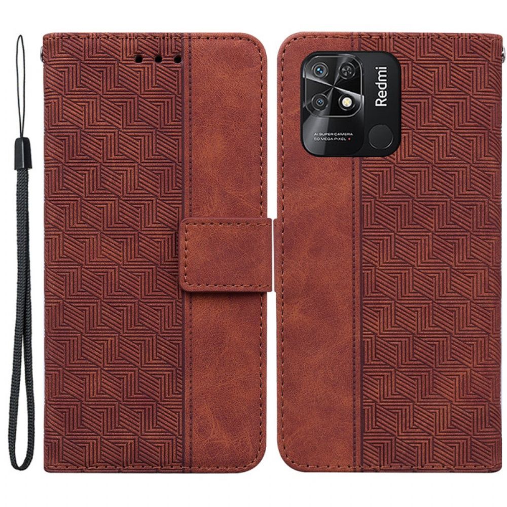 Folio-hoesje voor Xiaomi Redmi 10C Met Ketting Stringpatroon