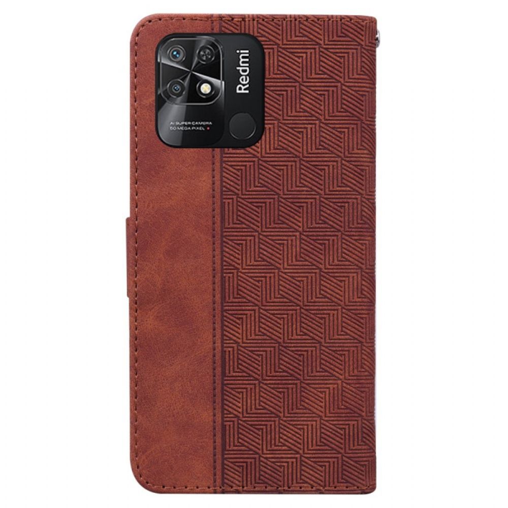 Folio-hoesje voor Xiaomi Redmi 10C Met Ketting Stringpatroon