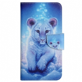 Folio-hoesje voor Xiaomi Redmi 10C Met Ketting Thong Baby Tijger