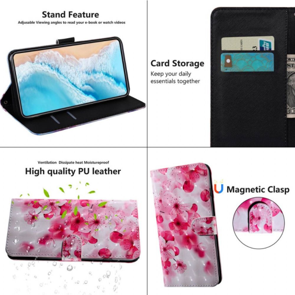 Folio-hoesje voor Xiaomi Redmi 10C Met Ketting Thong Bloemen