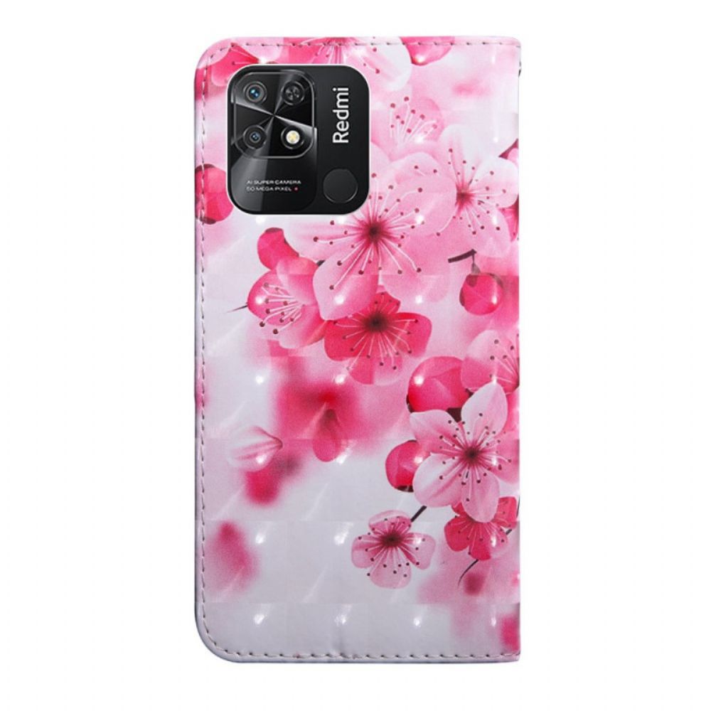 Folio-hoesje voor Xiaomi Redmi 10C Met Ketting Thong Bloemen