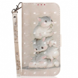 Folio-hoesje voor Xiaomi Redmi 10C Met Ketting Thong Eekhoorns