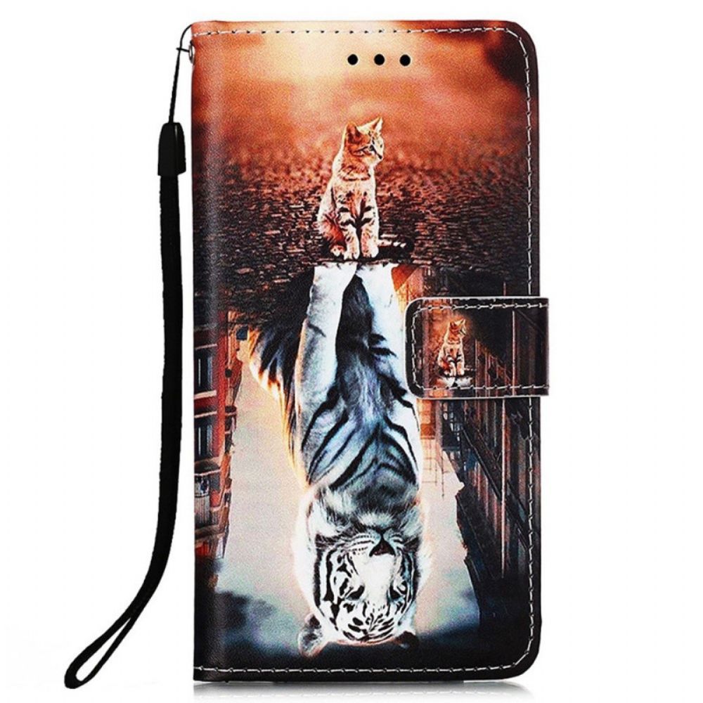 Folio-hoesje voor Xiaomi Redmi 10C Met Ketting Thong Kitten Dream