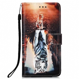 Folio-hoesje voor Xiaomi Redmi 10C Met Ketting Thong Kitten Dream