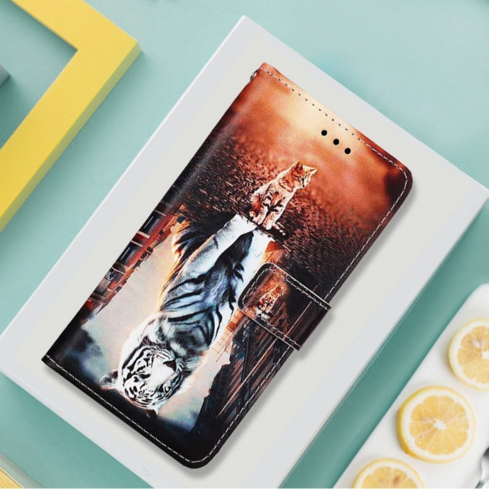 Folio-hoesje voor Xiaomi Redmi 10C Met Ketting Thong Kitten Dream