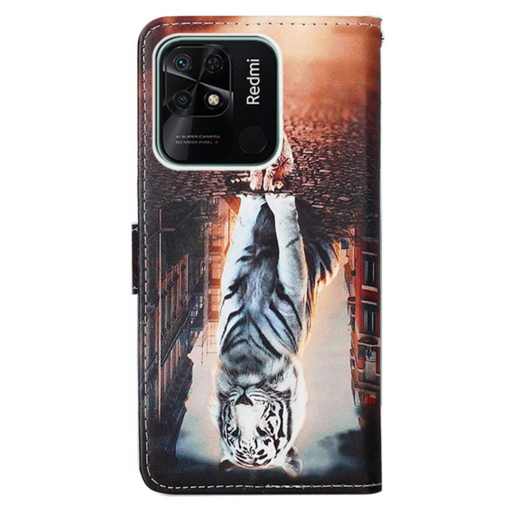 Folio-hoesje voor Xiaomi Redmi 10C Met Ketting Thong Kitten Dream