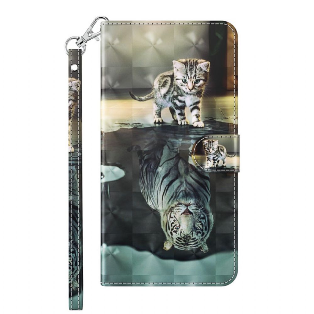 Folio-hoesje voor Xiaomi Redmi 10C Met Ketting Thong Kitten Dream